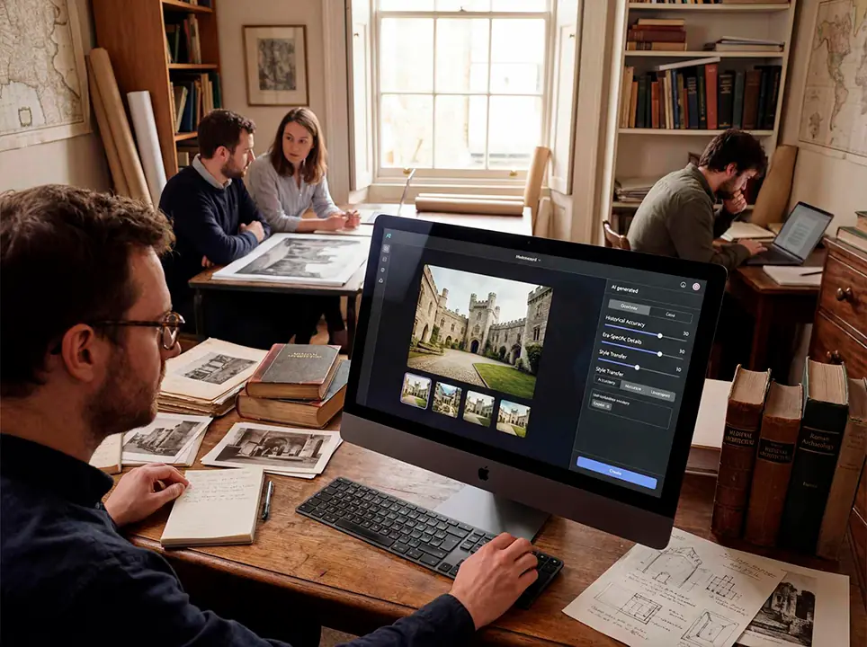 Uso de inteligencia artificial en reconstrucción histórica mediante modelado digital de edificios históricos.